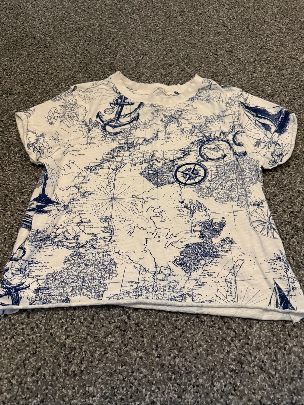 Mauve Nautical Map Short Sleeve Tee - White & Blue